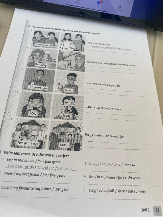 Look at the pictures. Write sentences with the present perfect.