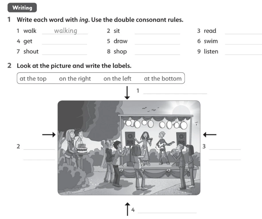 Write each word with ing. Use the double consonant rules.