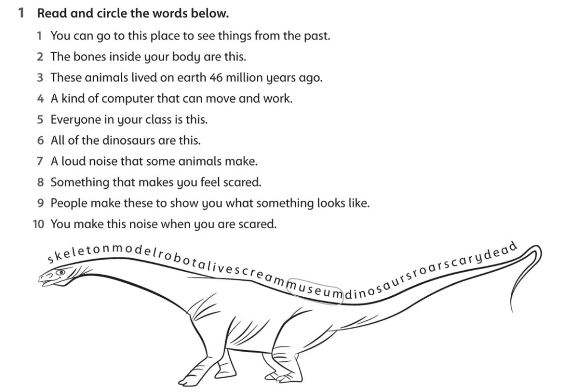 1 Read and circle the words below.