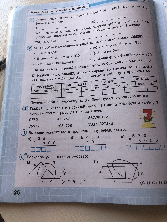 1 а) Чем похожи и чем отличаются числа 214 и 142? Нарисуй их графические модели: