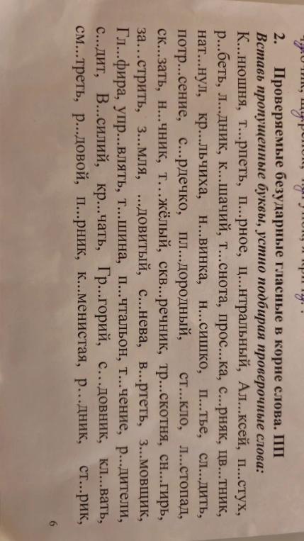 2. Проверяемые безударные гласные в корне слова. III. Вставь пропущенные буквы, устно подбирая проверочные слова: