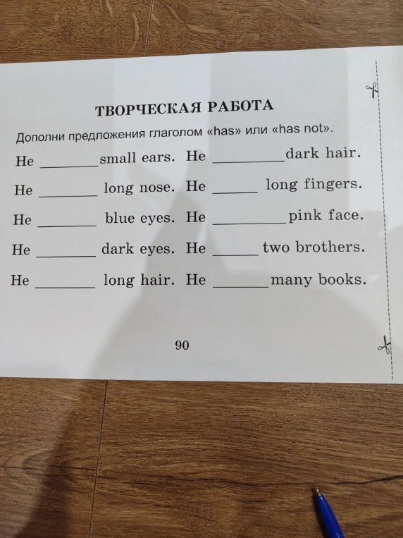 Дополни предложения глаголом «has» или «has not».