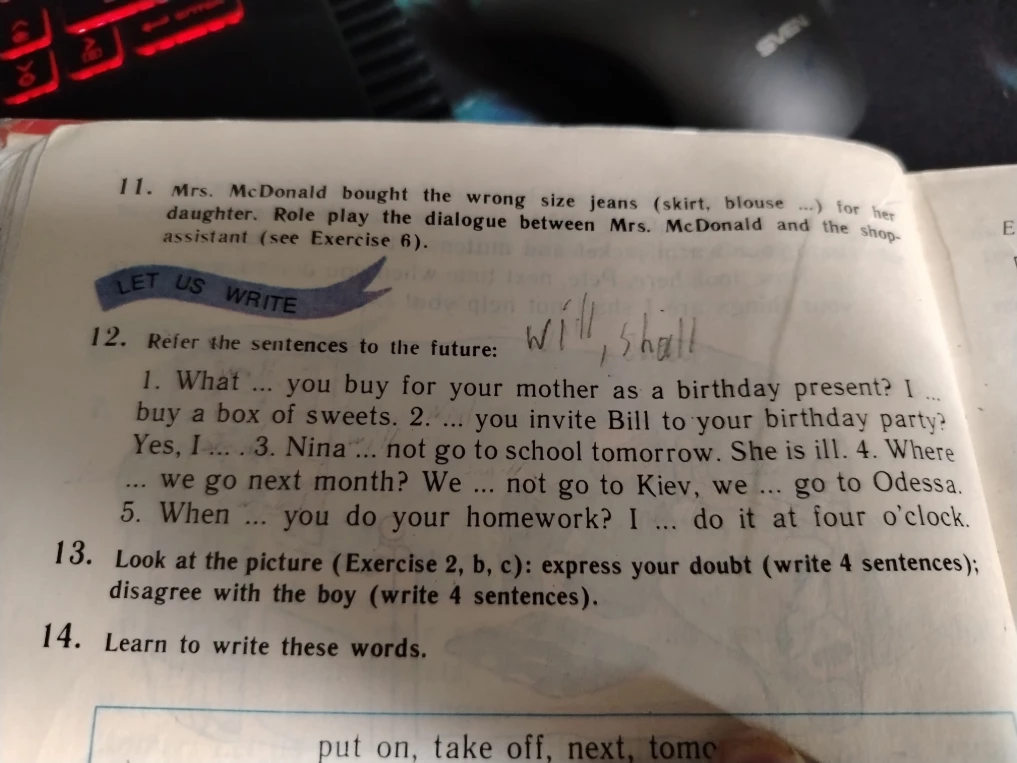 12. Refer the sentences to the future: