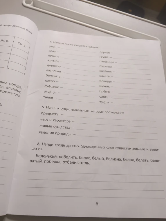 4. Измени число существительных, улей — …