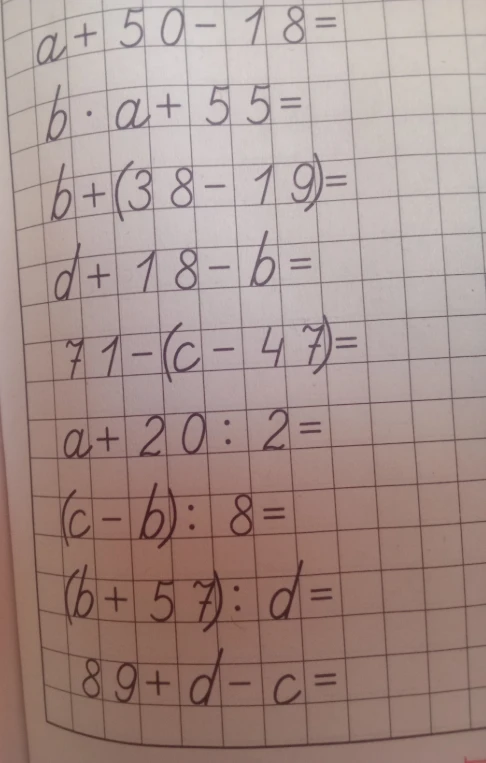a+50-18=