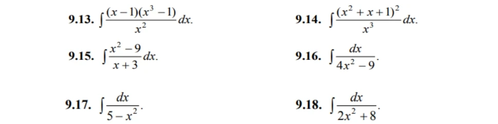 Найдите интеграл 9.13. (x-1)(x^3-1)/x^2 dx.