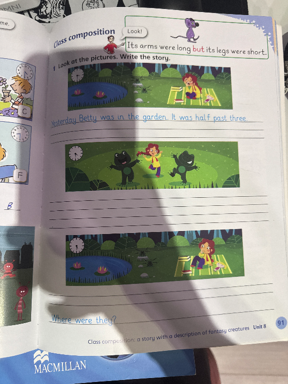 Look at the pictures. Write the story.