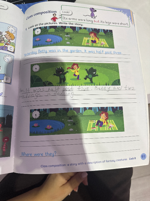 Look at the pictures. Write the story.
