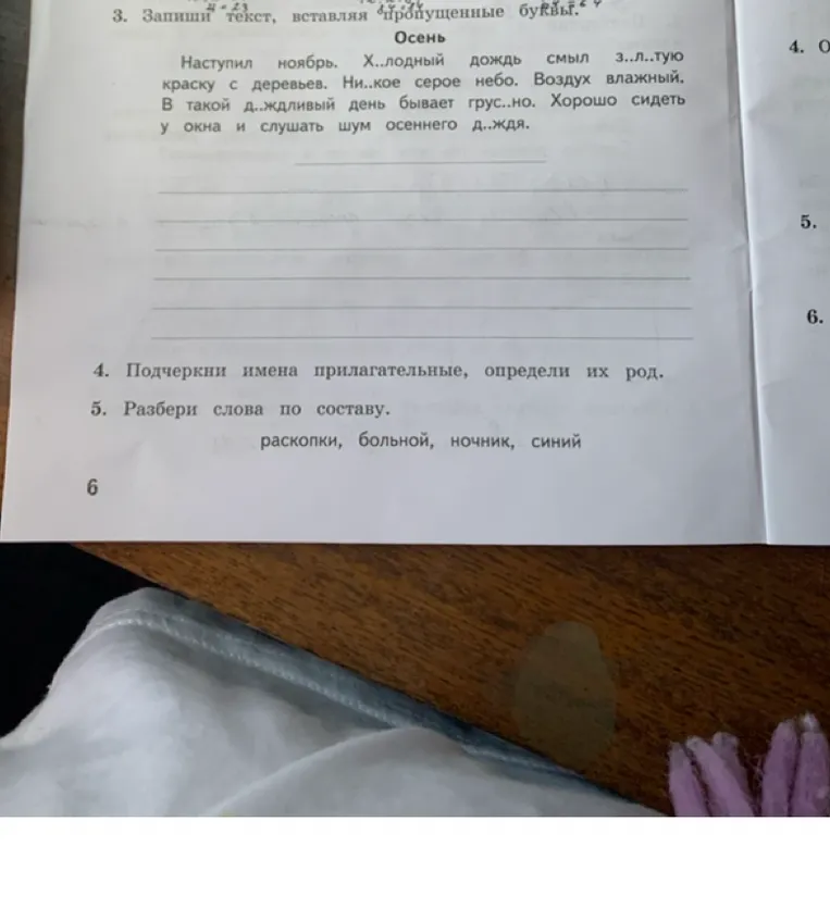 3. Запиши текст, вставляя пропущенные буквы.