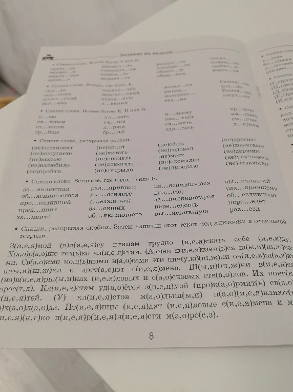 Спиши, раскрывая скобки. Затем напиши этот текст под диктовку в отдельной тетради.