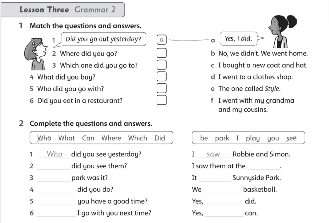 Match the questions and answers.