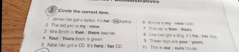 3 Circle the correct item.