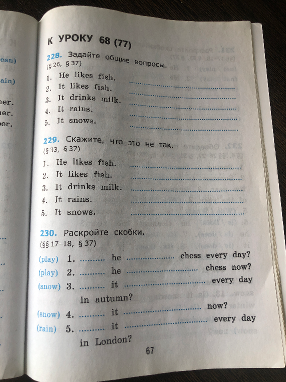 228. Задайте общие вопросы. (§ 26, § 37) 1. He likes fish.