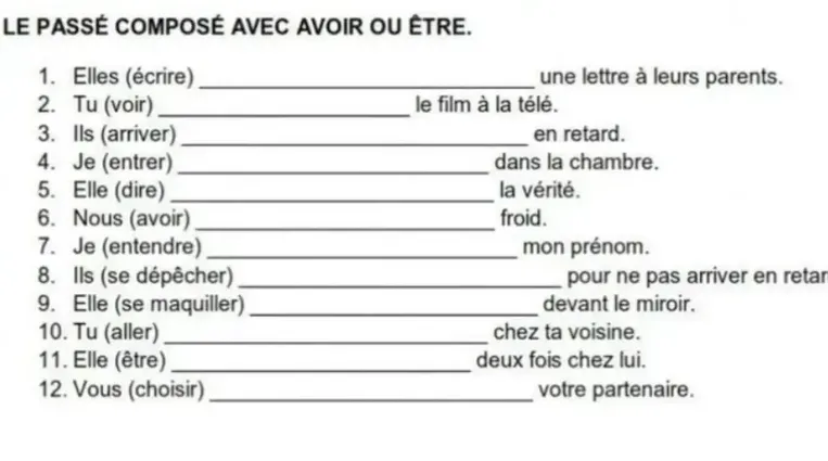 LE PASSÉ COMPOSÉ AVEC AVOIR OU ÊTRE. 1. Elles (écrire) ___________ une lettre à leurs parents.