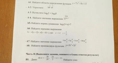 А1. Найдите область определения функции y = sqrt(x^2 + 8x + 15)