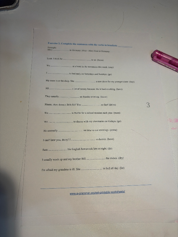 Complete the sentences with the verbs in brackets.