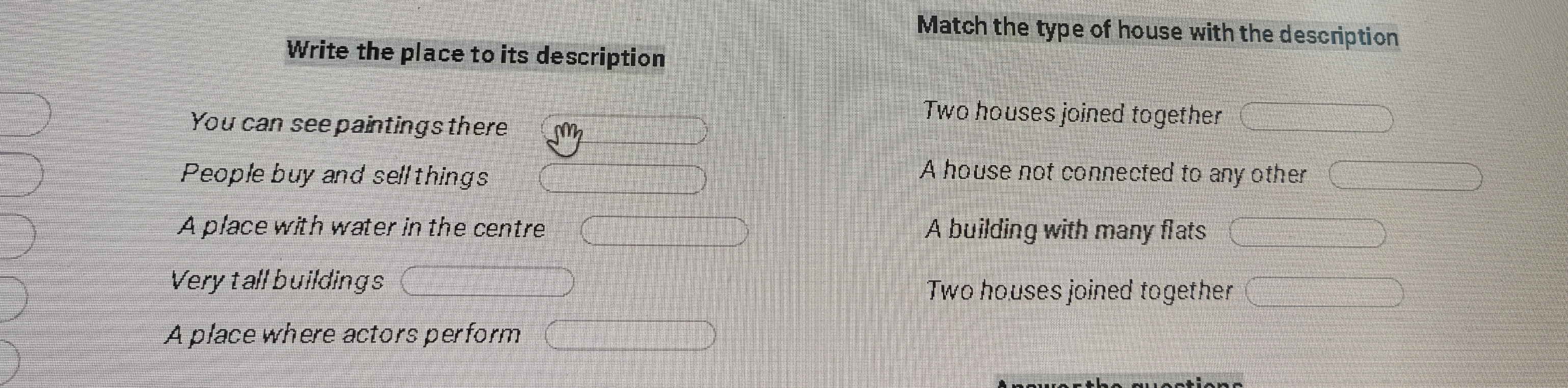 Write the place to its description