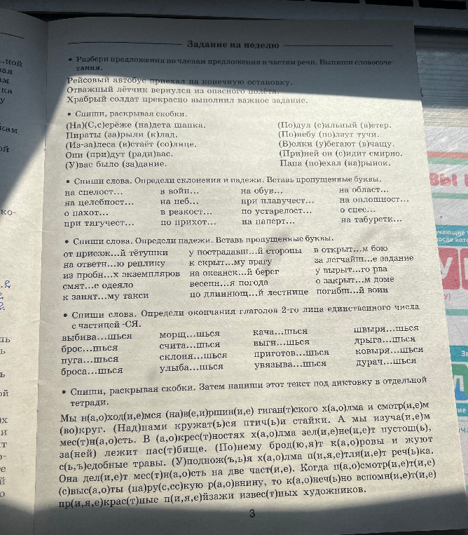 Разбери предложения по членам предложения и частям речи. Выпиши словосочетания.