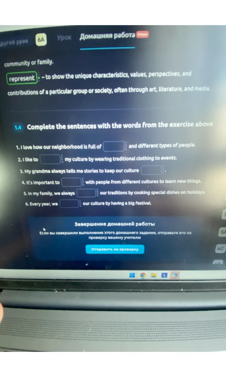 Complete the sentences with the words from the exercise above