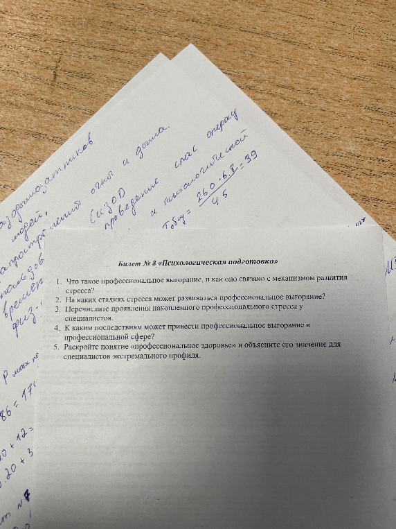 Билет № 8 «Психологическая подготовка» 1. Что такое профессиональное выгорание, и как оно связано с механизмом развития стресса?