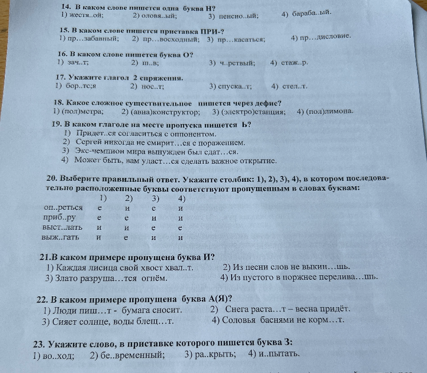 14. В каком слове пишется одна буква Н?