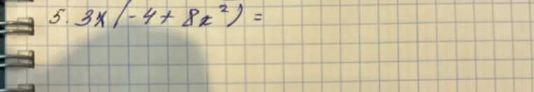 5. 3x(-4 + 8x^2) =