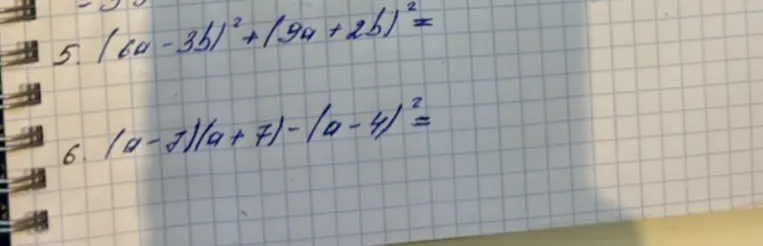 (6a - 3b)^2 + (9a + 2b)^2 =
