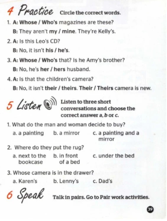 4 Practice Circle the correct words.