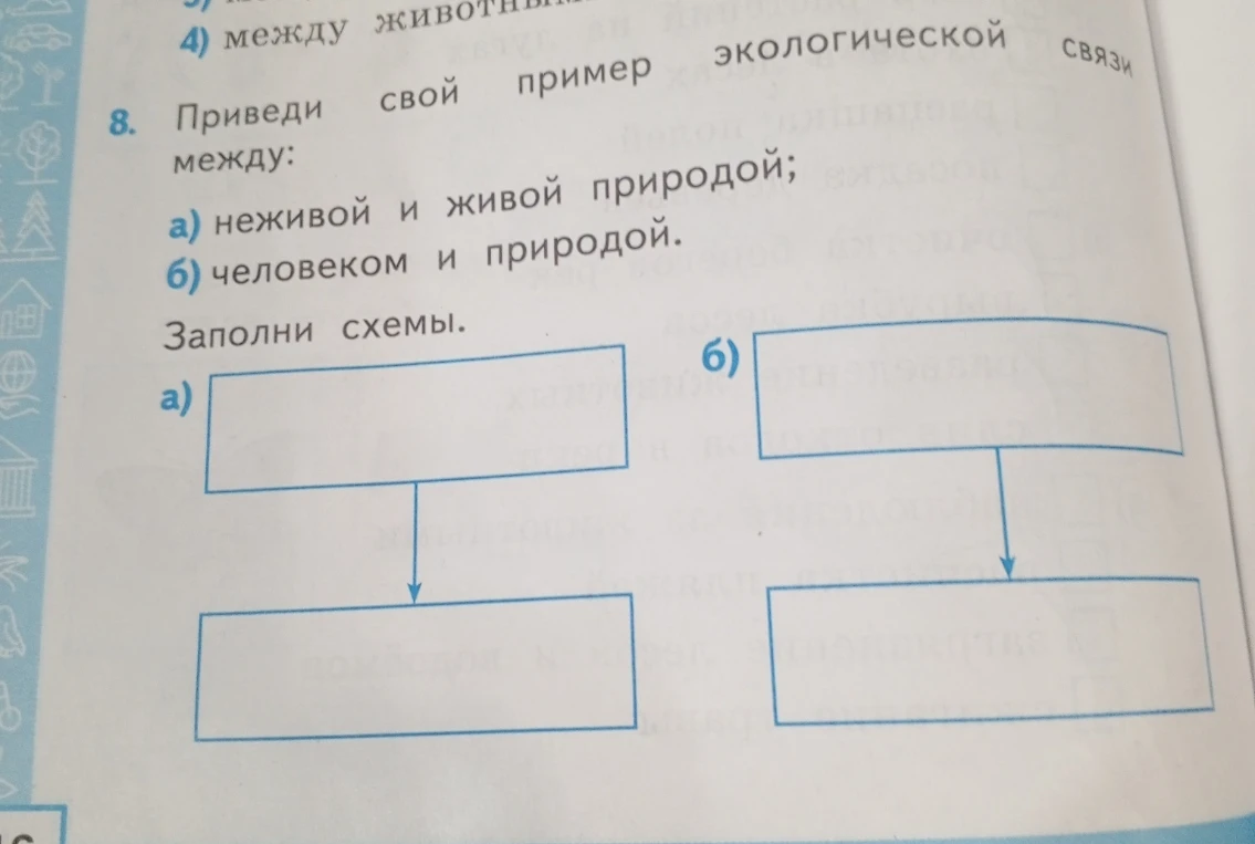 Приведи свой пример экологической связи между: а) неживой и живой природой; б) человеком и природой.