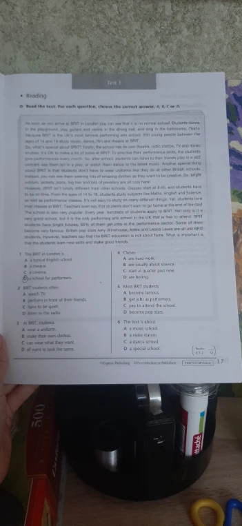 Read the text. For each question, choose the correct answer, A, B, C or D.