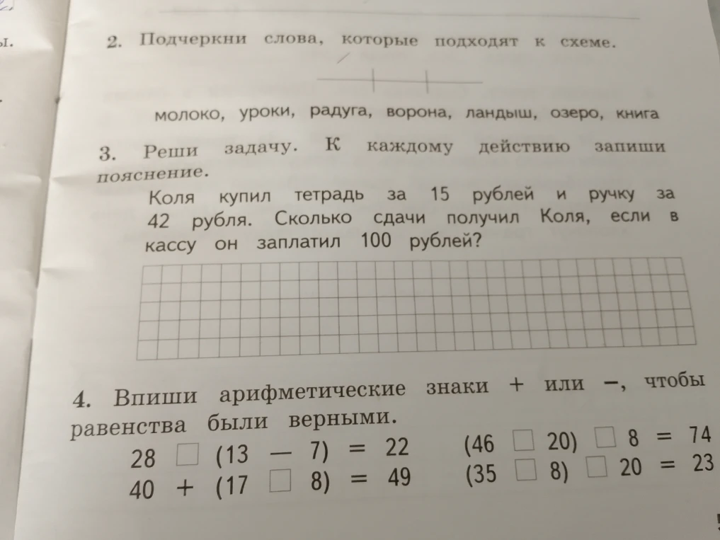 Подчеркни слова, которые подходят к схеме.