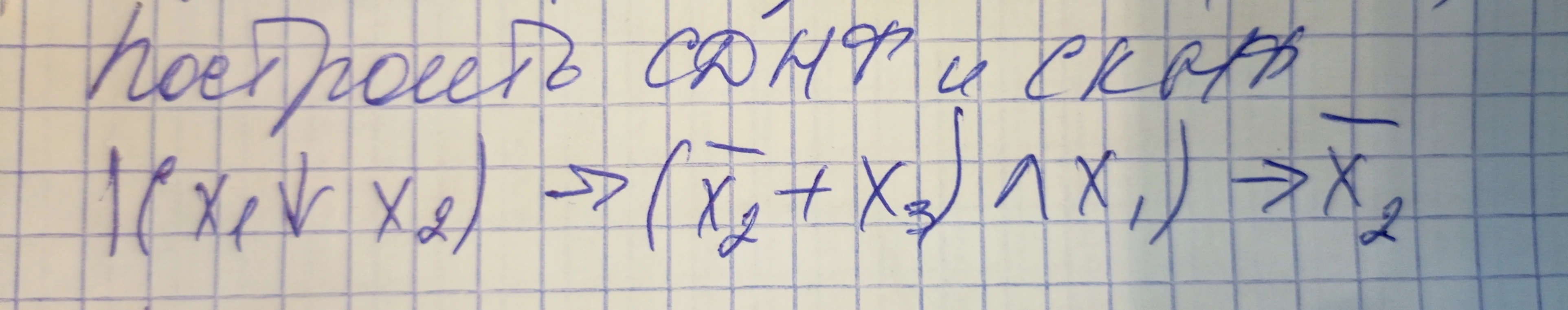 построить СДНФ и СКНФ ((x1↓x2) => (x2_bar + x3) ^ x1) => x2_bar
