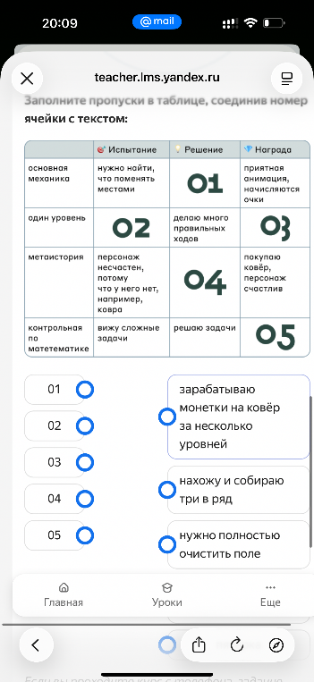 Заполните пропуски в таблице, соединив номер ячейки с текстом: