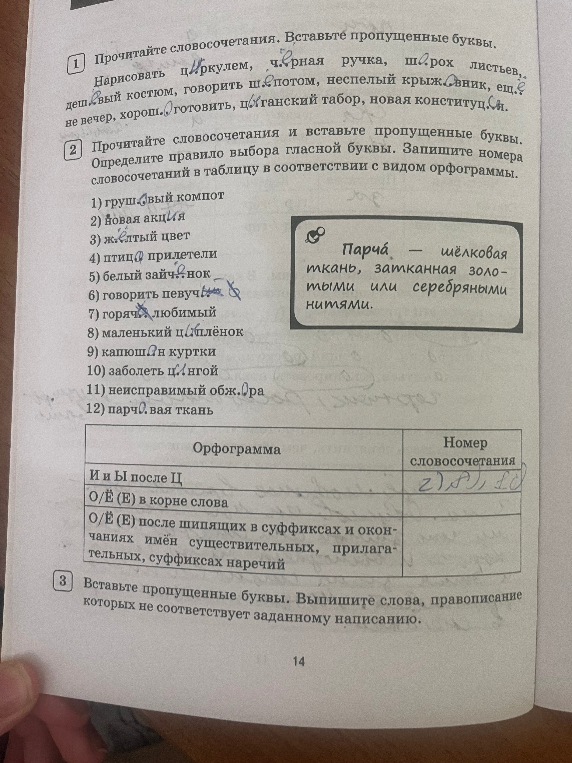 Прочитайте словосочетания. Вставьте пропущенные буквы.