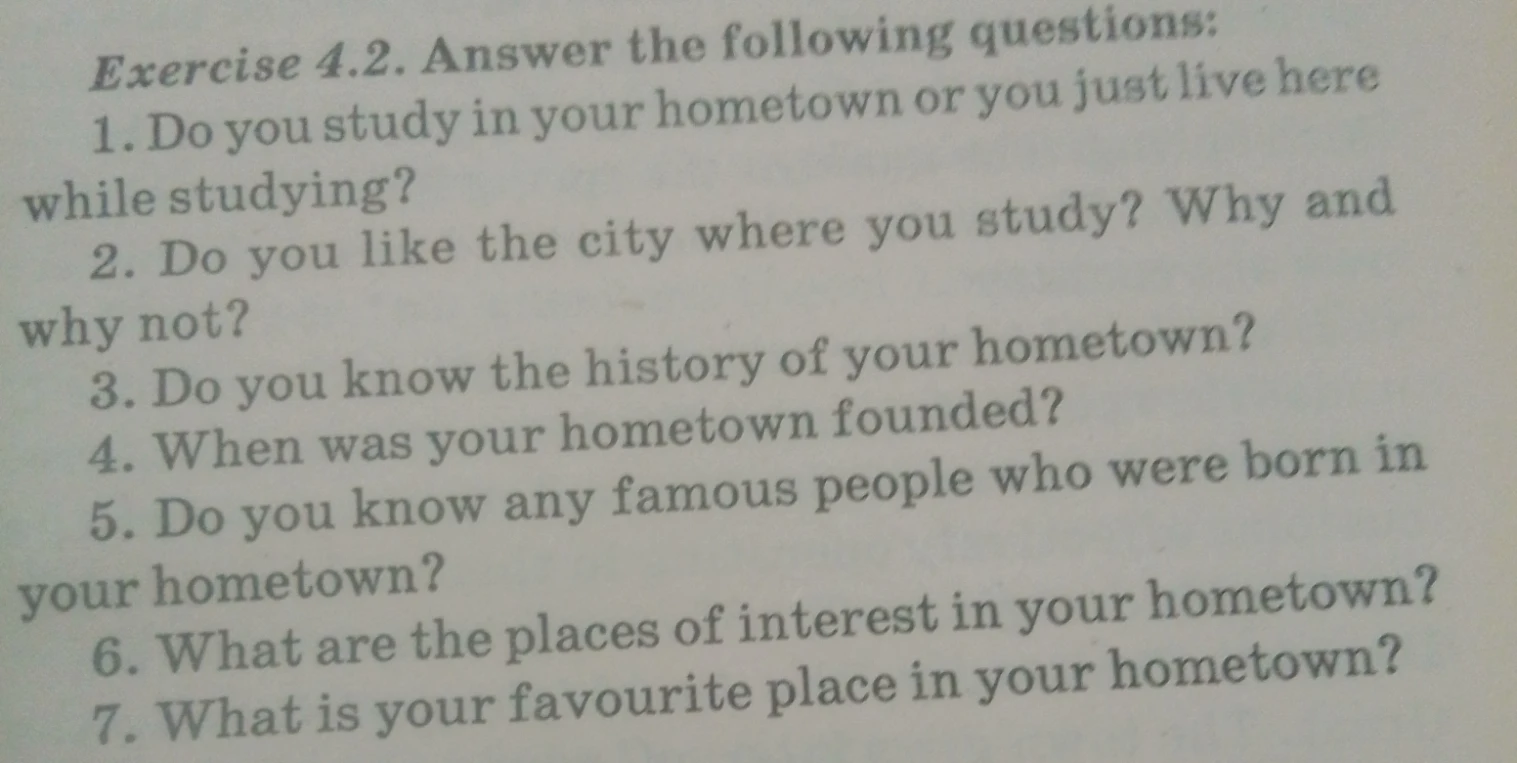 Exercise 4.2. Answer the following questions: