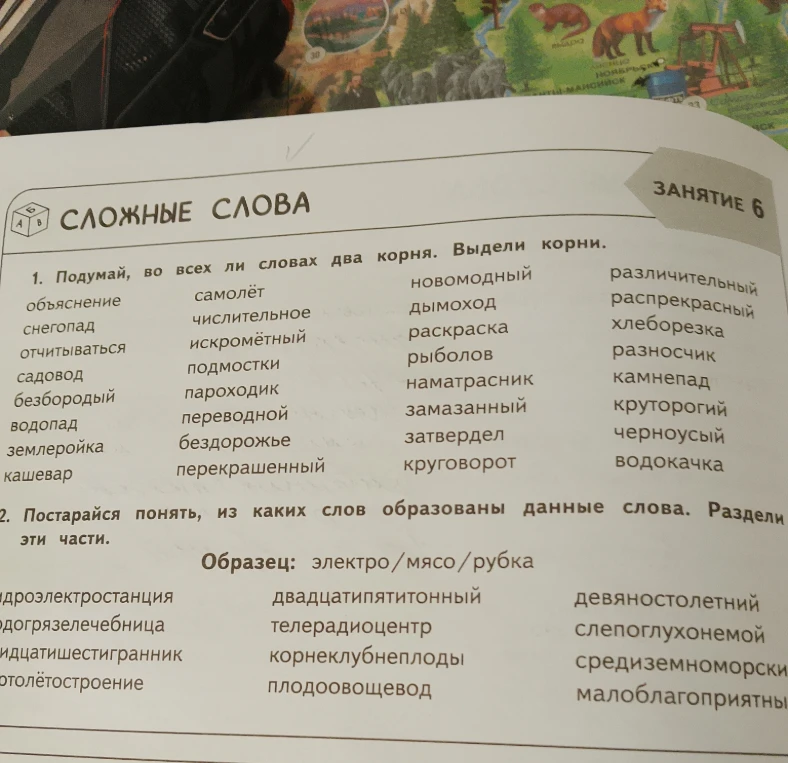 1. Подумай, во всех ли словах два корня. Выдели корни.