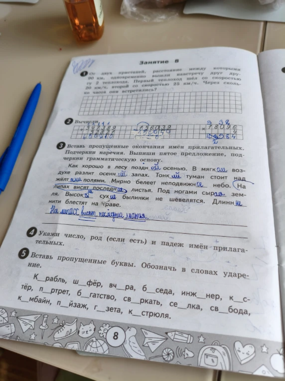 Вставь пропущенные буквы. Обозначь в словах ударение.