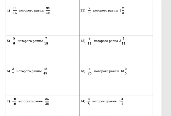 4) 11/15 которого равны 33/40