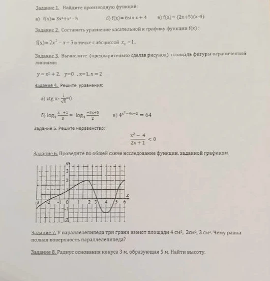 Задание 1. Найдите производную функций: