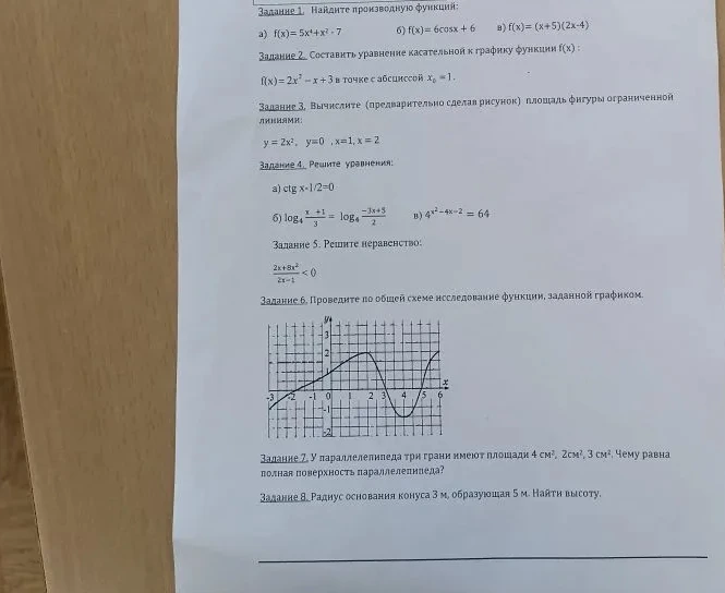 Задание 1. Найдите производную функций:
