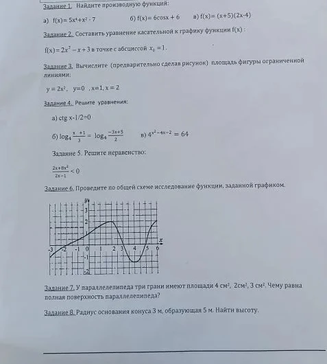 Задание 1. Найдите производную функций: