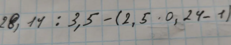 28,14 : 3,5 - (2,5 · 0,24 - 1)