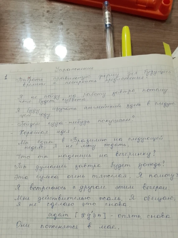 Выбрать правильную форму для будущего времени и построить предложения.