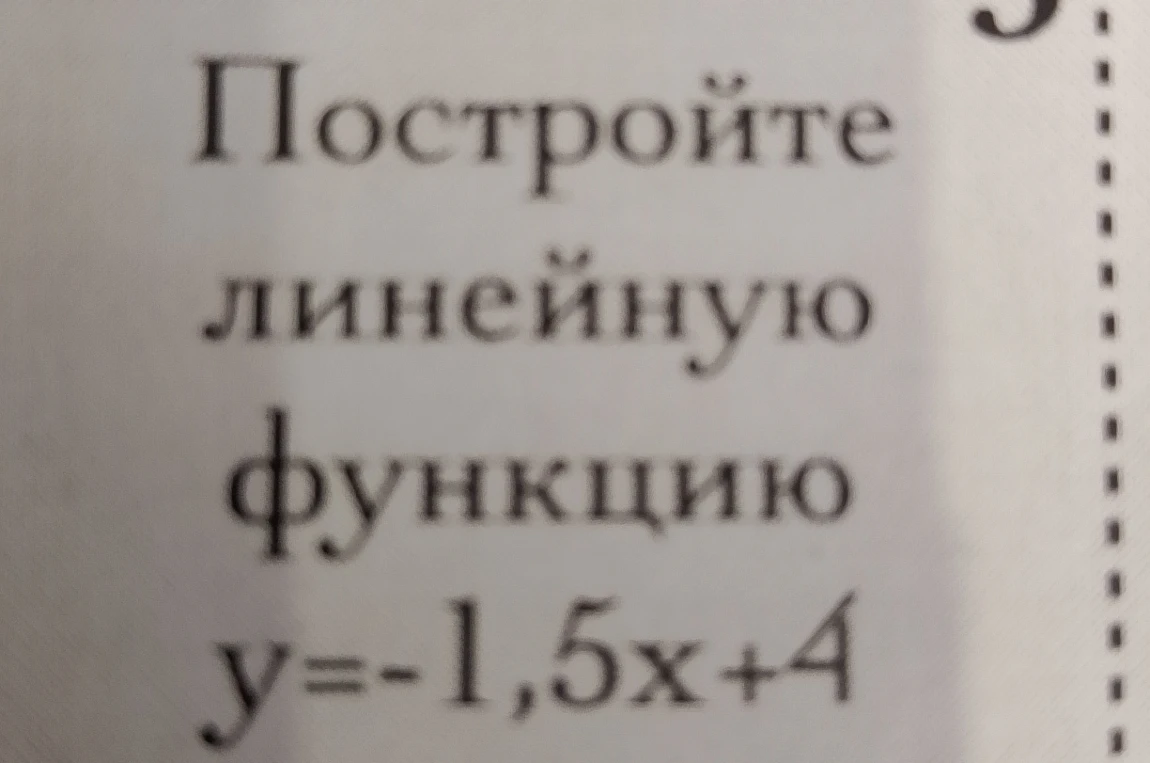 Постройте линейную функцию y = -1,5x + 4