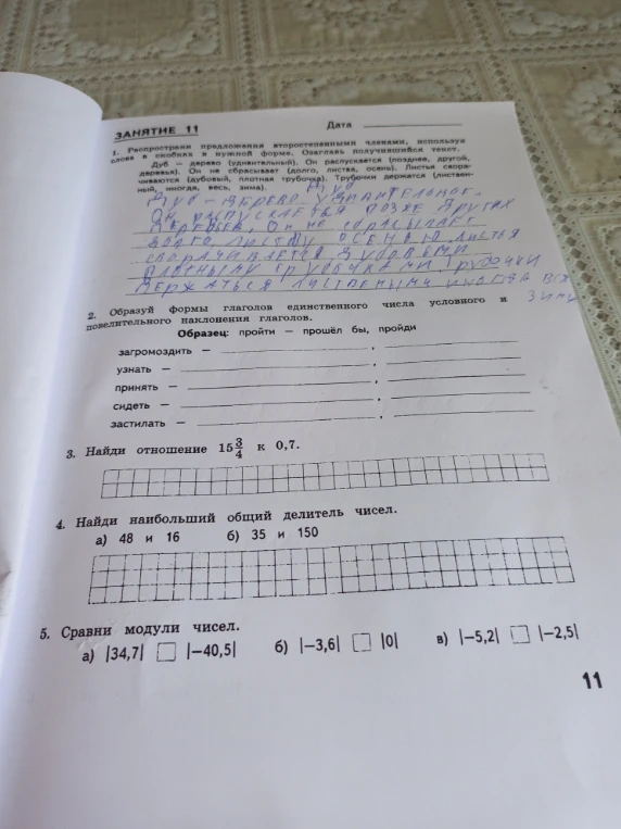 Образуй формы глаголов единственного числа условного и повелительного наклонения глаголов.