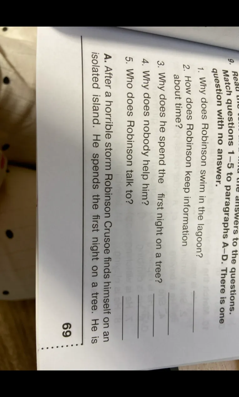 Match questions 1-5 to paragraphs A-D. There is one question with no answer.