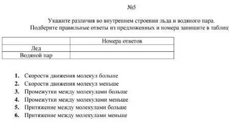 Укажите различия во внутреннем строении льда и водяного пара.