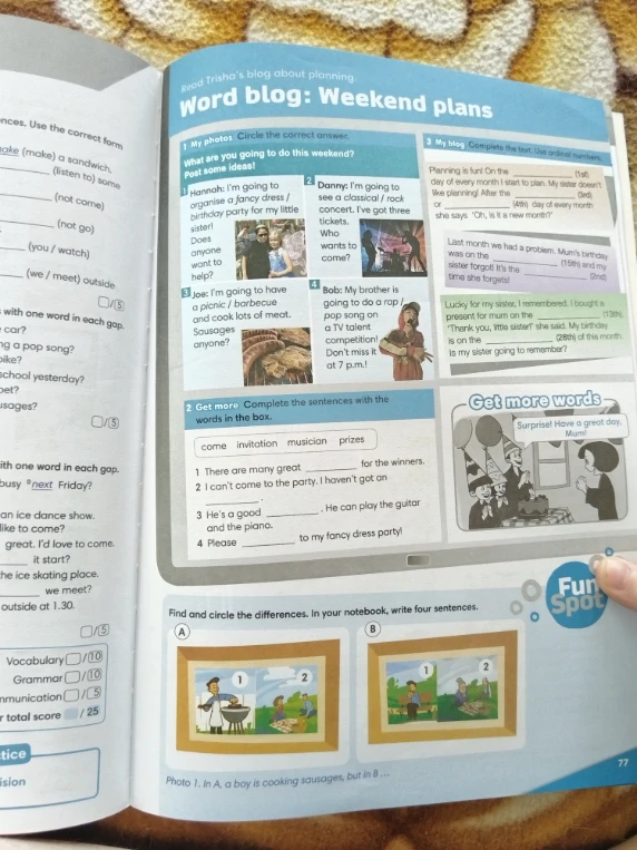 Read Trisha's blog about planning. Word blog: Weekend plans