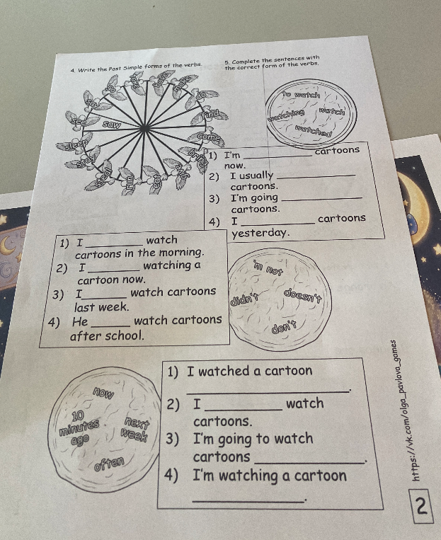 Write the Past Simple forms of the verbs. Complete the sentences with the correct form of the verbs.