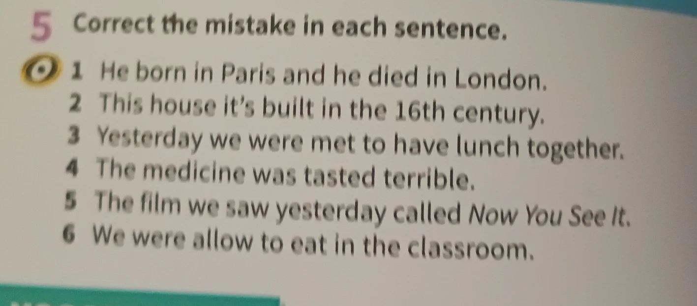 Correct the mistake in each sentence.